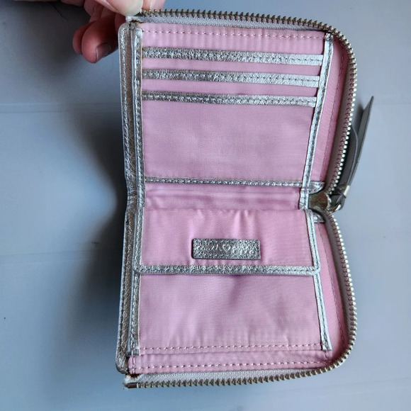 Coach Poppy Irridescent Shimmer Leather Square Zipper Wallet - Picture 4 of 9